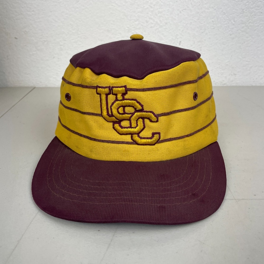 Vintage USC Hat Cap SnapBack Mens Red Yellow Sports Specialties Young An Pillbox